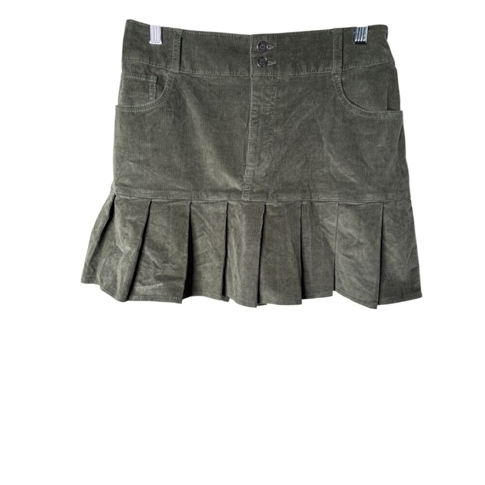 Hollister Army Green Corduroy Ruffle Hem Mini Skirt Size Small